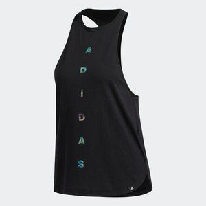 NWT Adidas black metallic color shifting logo tank